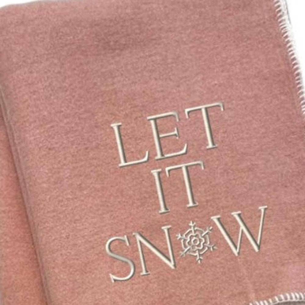 51" X 67" Pink And Cream Cotton Blend Let It Snow Plush Throw Blanket