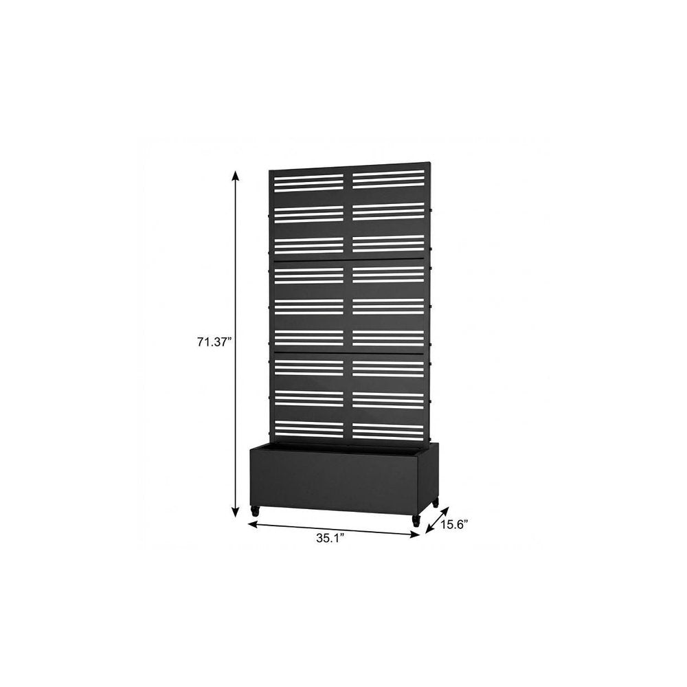 71" X 35" Black Galvanized Metal Rectangular Planter Box