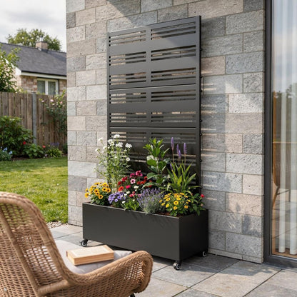 71" X 35" Black Galvanized Metal Rectangular Planter Box