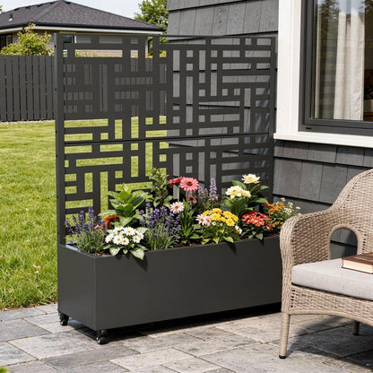 47" X 47" Black Galvanized Metal Rectangular Planter Box