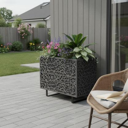 71" X 47" Black Galvanized Metal Rectangular Planter Box