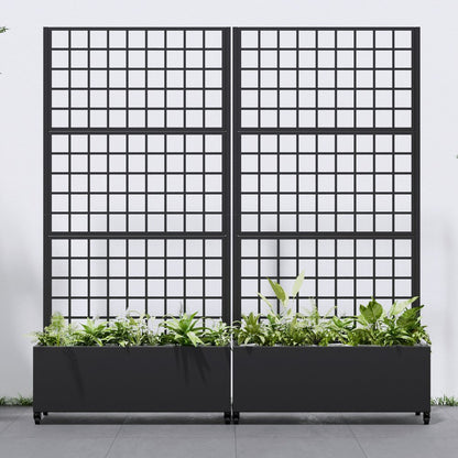 71" X 35" Black Galvanized Metal Rectangular Planter Box