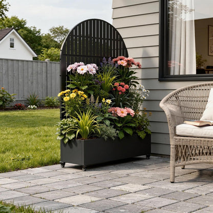 71" X 47" Black Galvanized Metal Rectangular Planter Box