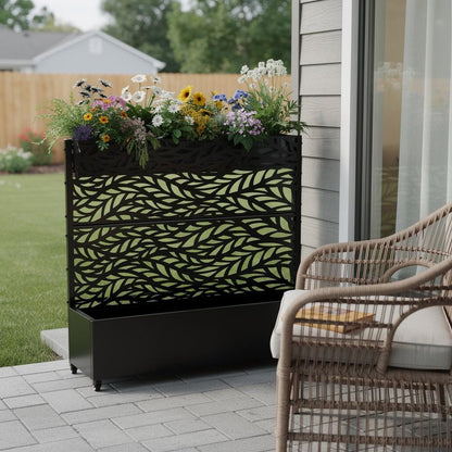 47" X 47" Black Galvanized Metal Rectangular Planter Box