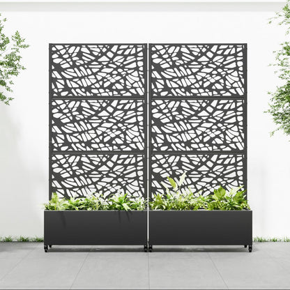 71" X 35" Black Galvanized Metal Rectangular Planter Box