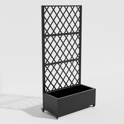 71" X 35" Black Galvanized Metal Rectangular Planter Box