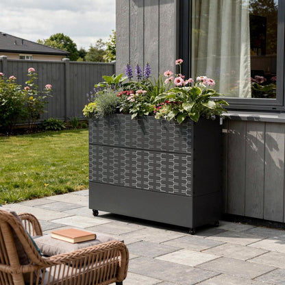 47" X 47" Black Galvanized Metal Rectangular Planter Box