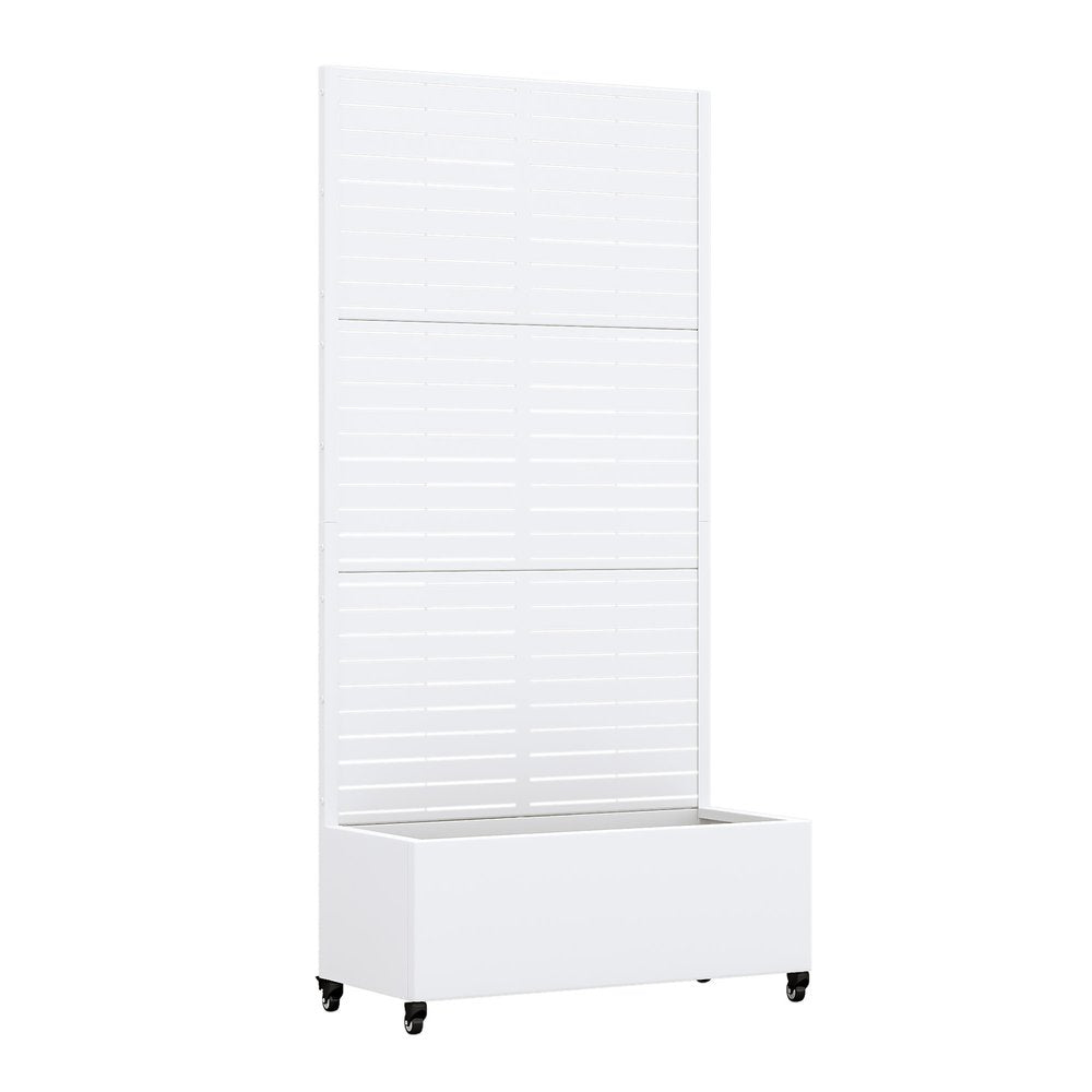 71" X 35" White Galvanized Metal Rectangular Planter Box