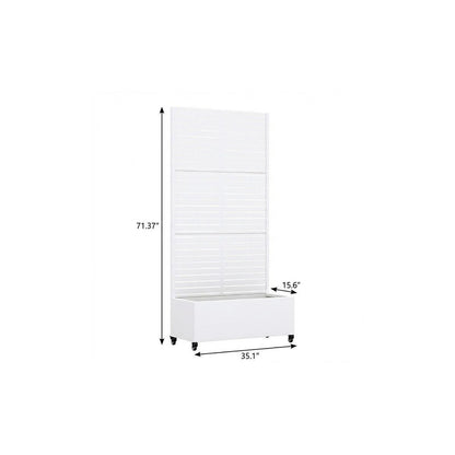 71" X 35" White Galvanized Metal Rectangular Planter Box