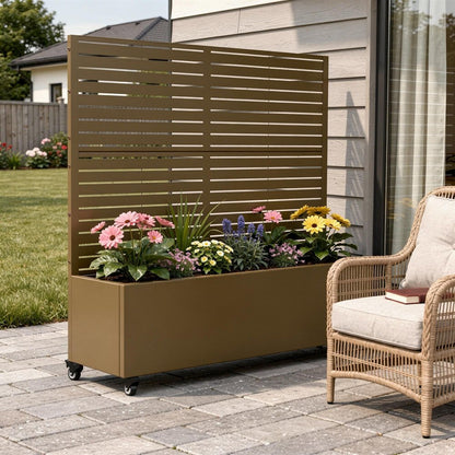 47" X 47" Brown Galvanized Metal Rectangular Planter Box
