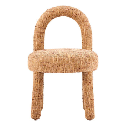 Set of Two Brown Fabric Open Back Dining Side Chairs