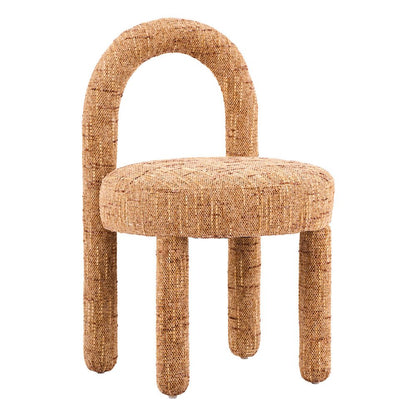 Set of Two Brown Fabric Open Back Dining Side Chairs