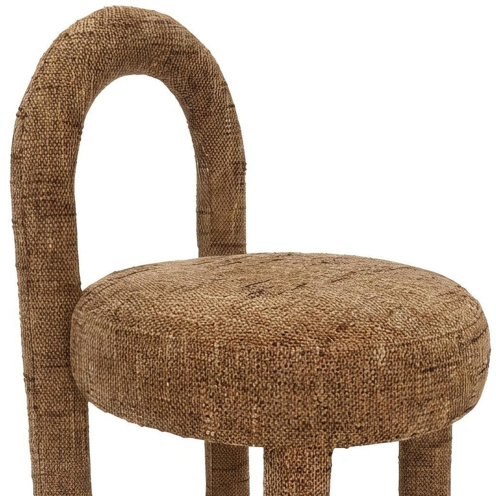 Set of Two Brown Fabric Open Back Dining Side Chairs