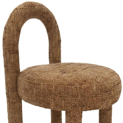 Set of Two Brown Fabric Open Back Dining Side Chairs