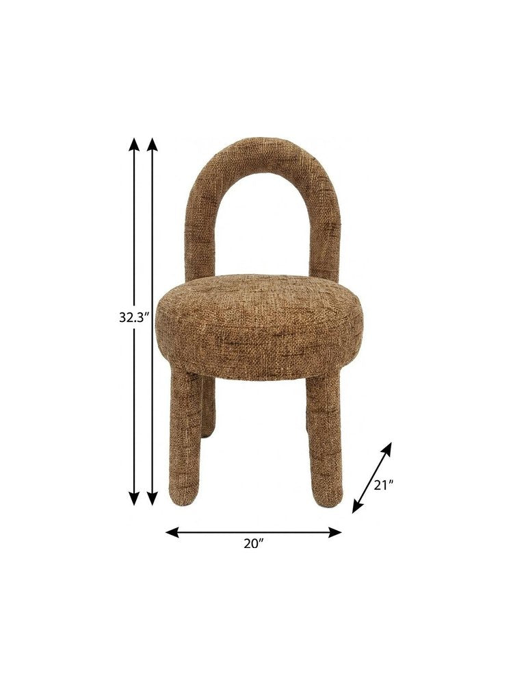 Set of Two Brown Fabric Open Back Dining Side Chairs