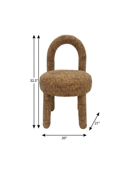 Set of Two Brown Fabric Open Back Dining Side Chairs