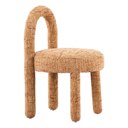 Set of Two Brown Fabric Open Back Dining Side Chairs