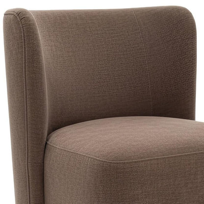 Taupe and Brown Upholstery Dining Side Chair With Wheels