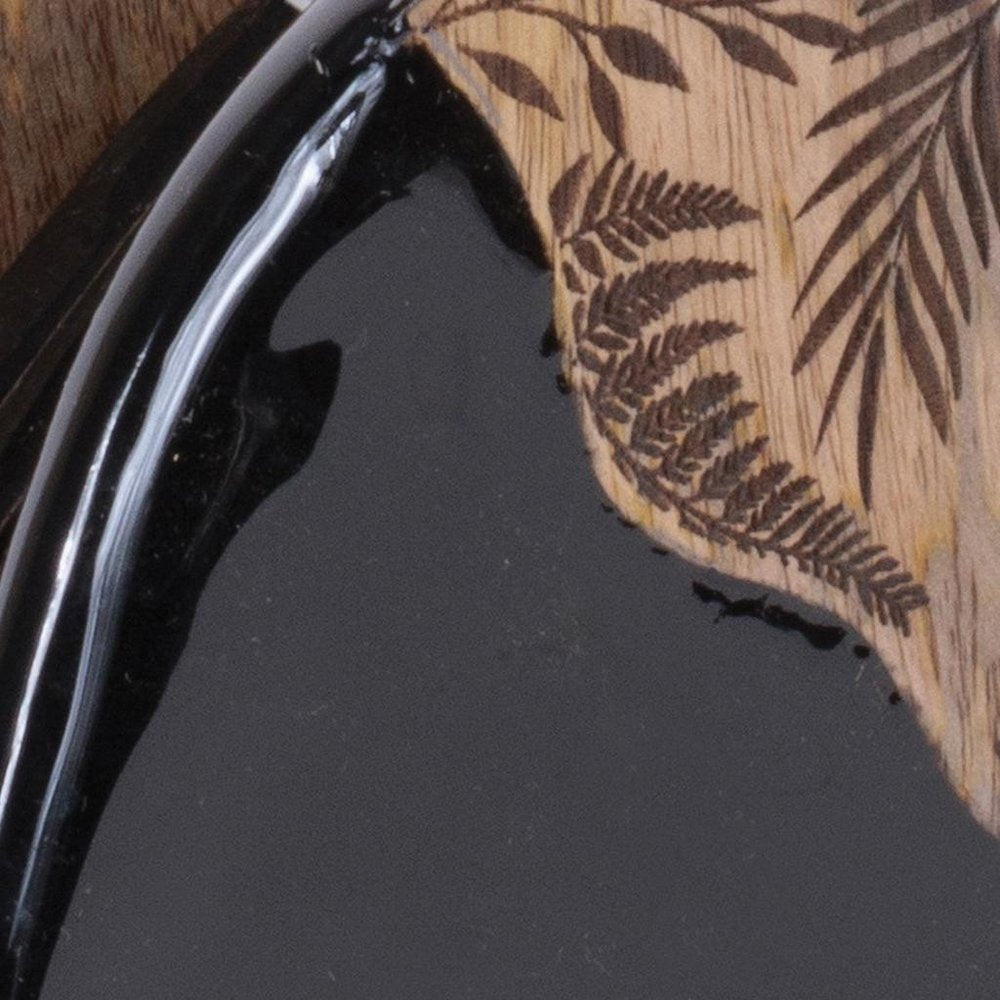 Set of Five Black Solid and Manufactured Wood Coaster Set with Holders With Stand