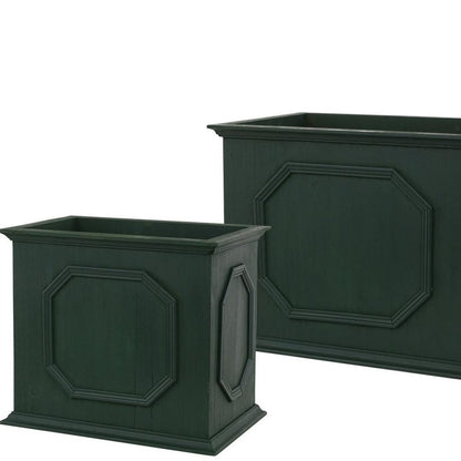 Set of Three Green Wood 107 Ounce Rectangular Planter Boxes