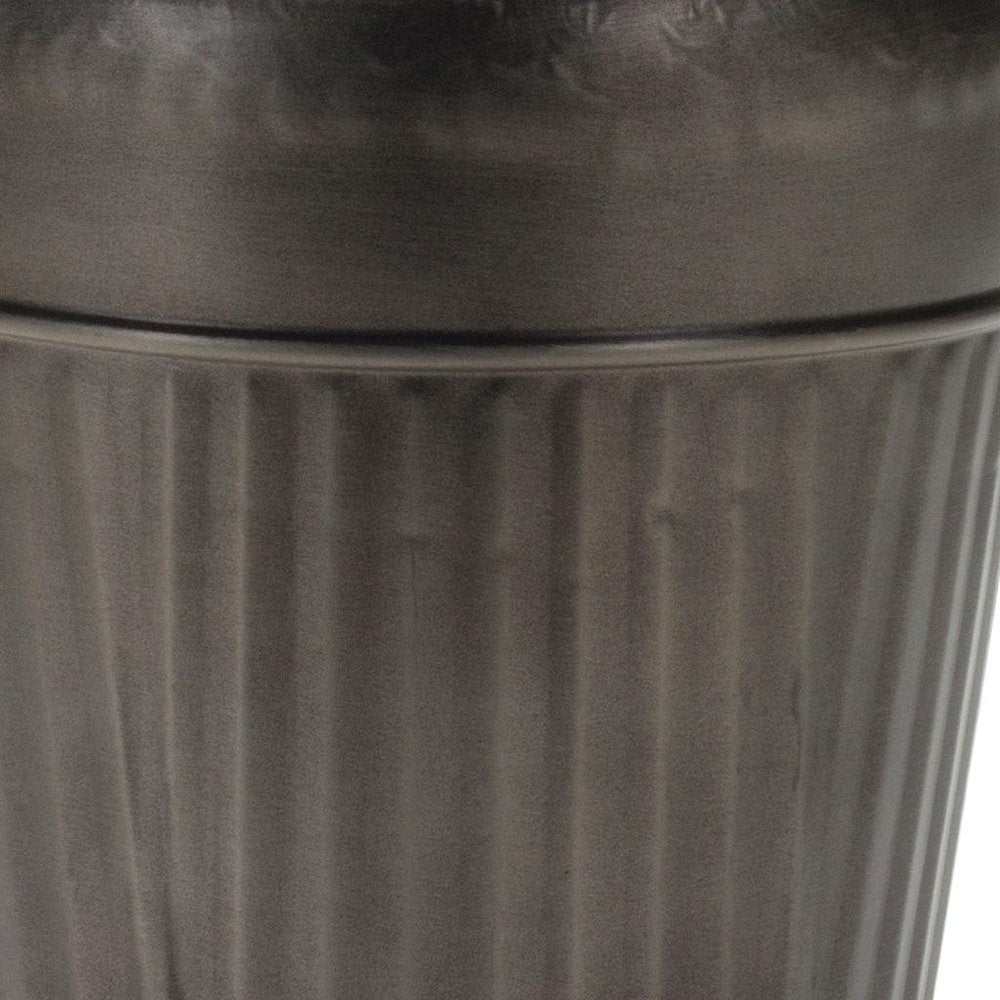 Set of Three Pewter Metal 12 Ounce Round Pot Planters