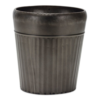 Set of Three Pewter Metal 12 Ounce Round Pot Planters
