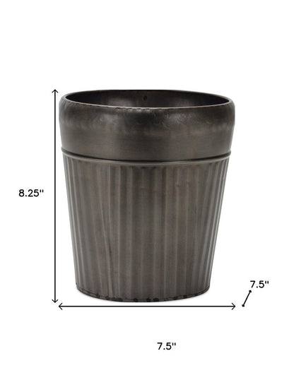 Set of Three Pewter Metal 12 Ounce Round Pot Planters