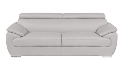 86" Light Gray Top Grain Leather Sofa