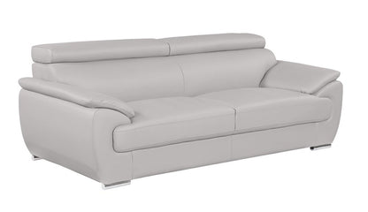 86" Light Gray Top Grain Leather Sofa