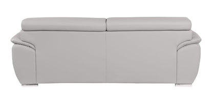 86" Light Gray Top Grain Leather Sofa