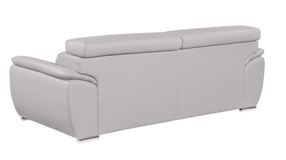 86" Light Gray Top Grain Leather Sofa