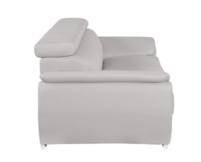 86" Light Gray Top Grain Leather Sofa