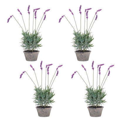 Set of Four 20" Purple Artificial In Round Ash Gray Concrete Pot