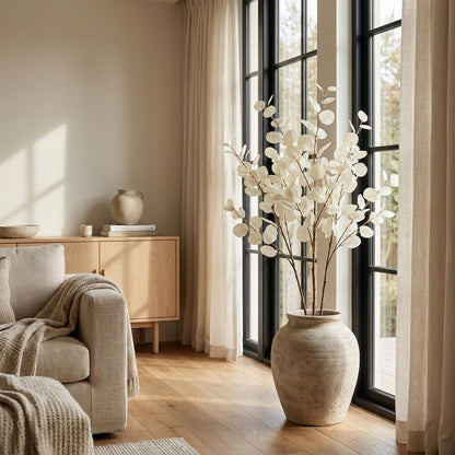 Set of Six 34" White Artificial Eucalyptus Tree