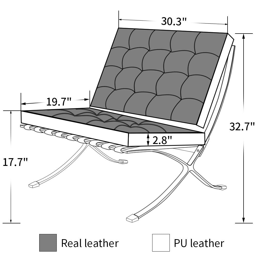 28" Brown and Silver Tufted Genuine Leather and Stainless Steel Folding Lounge Chair