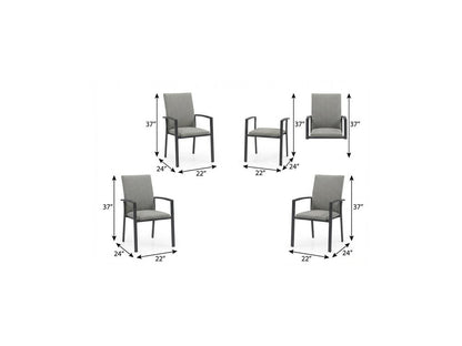 Set of Four Light Gray Aluminum Outdoor Arm Chairs