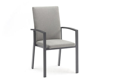 Set of Four Light Gray Aluminum Outdoor Arm Chairs