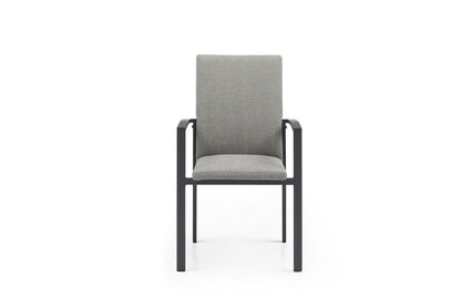 Set of Four Light Gray Aluminum Outdoor Arm Chairs