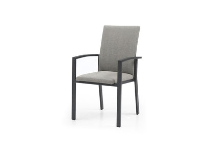 Set of Four Light Gray Aluminum Outdoor Arm Chairs