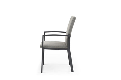 Set of Four Light Gray Aluminum Outdoor Arm Chairs