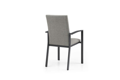 Set of Four Light Gray Aluminum Outdoor Arm Chairs
