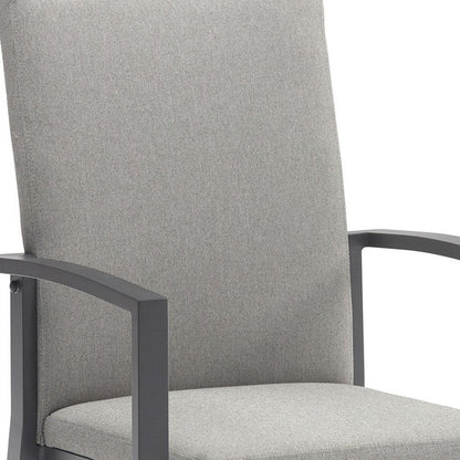 Set of Four Light Gray Aluminum Outdoor Arm Chairs