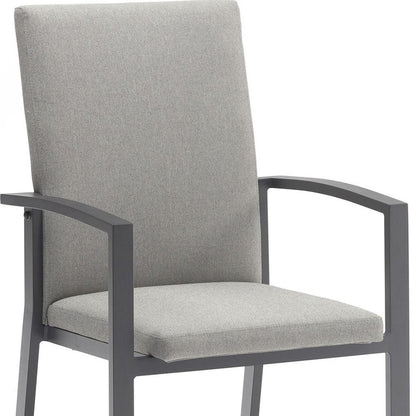 Set of Four Light Gray Aluminum Outdoor Arm Chairs