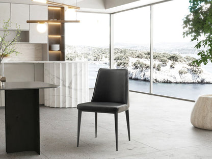 Black Faux Leather Dining Parsons Chair