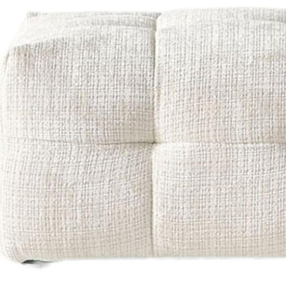 36" Beige and Black Chenille Tufted Pouf Ottoman
