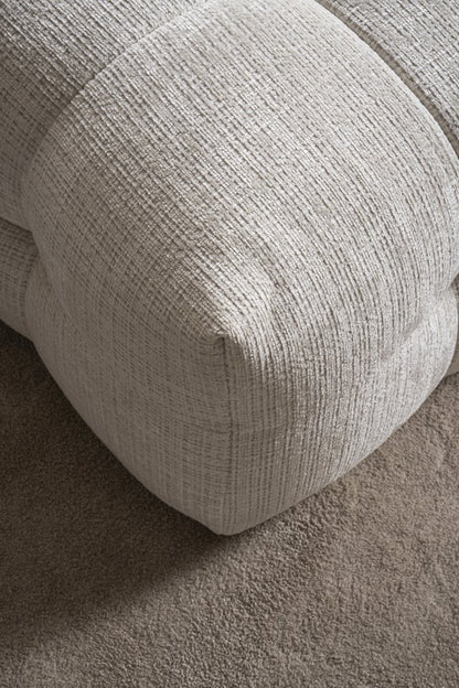 36" Beige and Black Chenille Tufted Pouf Ottoman
