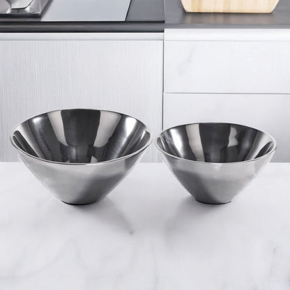 Set of Two Silver Aluminum Round Centerpiece Bowls
