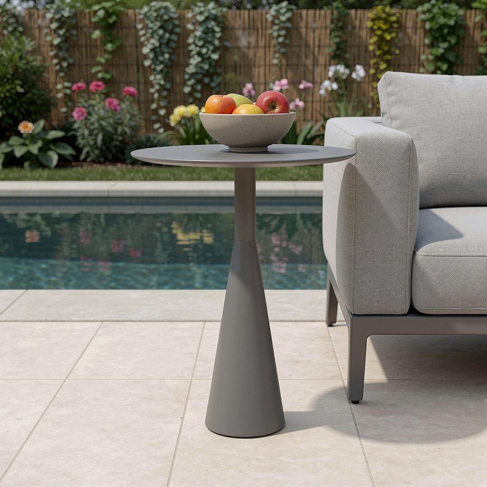 20" Dark Gray Aluminum Round Outdoor Side Table