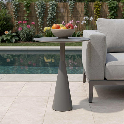 20" Dark Gray Aluminum Round Outdoor Side Table