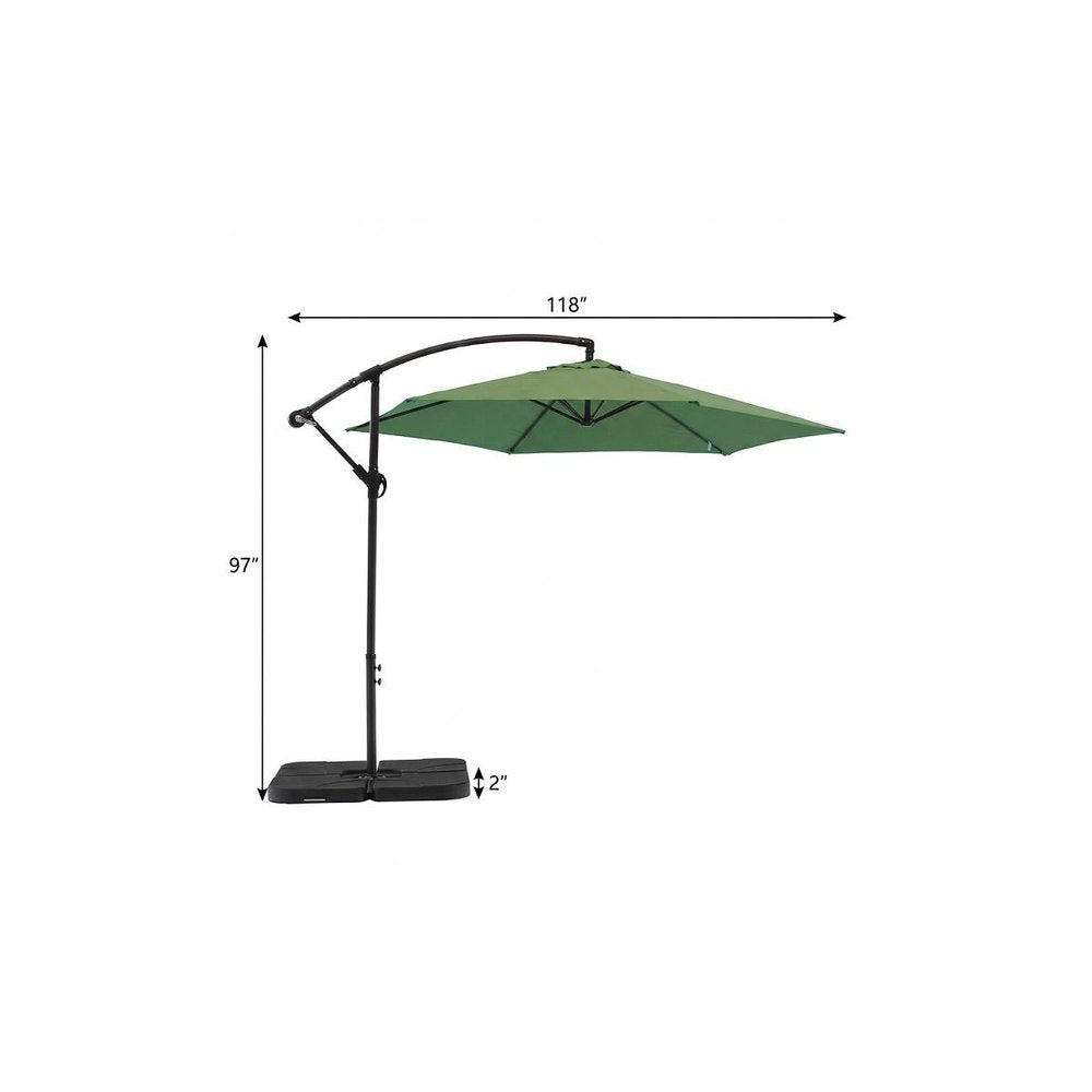 97" Green Polyester Hexagonal Cantilever Patio Umbrella with Stand